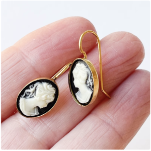 Small Black Cameo Earrings